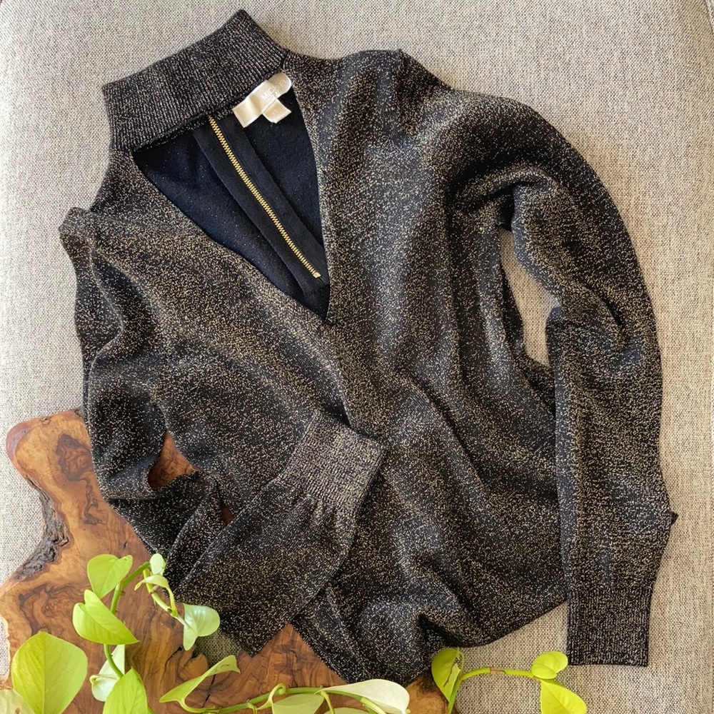 Michael Kors black and gold sweater dress